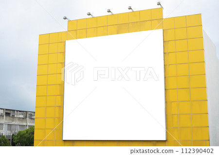 large blank billboard on a street wall large blank billboard on a street wall 112390402
