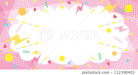 Cloud-shaped frame with pop geometric pattern 112390403