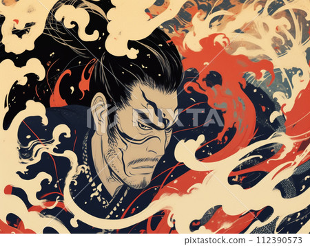 日本武士浮世繪風格插畫 日本武士浮世繪風格插畫 112390573