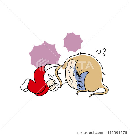 A girl collapses because her stomach hurts 112391376
