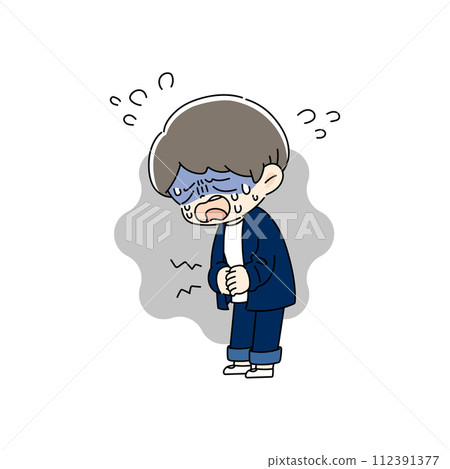一個男孩患有胃痛 112391377