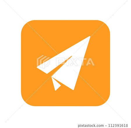 Simple orange paper airplane icon 112391618