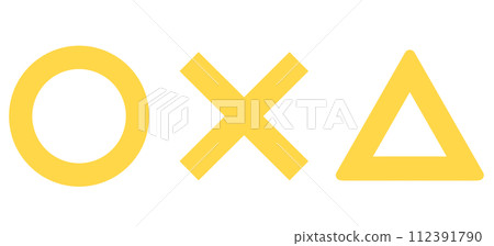 Simple yellow circle, cross, and triangle marks Simple yellow circle, cross, and triangle marks 112391790