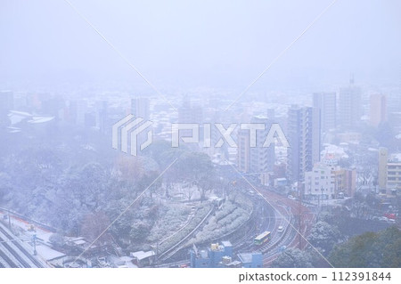 Snowy day: View from Kitatopia, Kita-ku, Tokyo 112391844