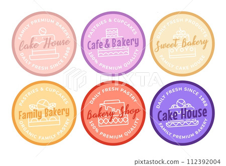 Round emblem set for bakery shop products ad Round emblem set for bakery shop products ad 112392004