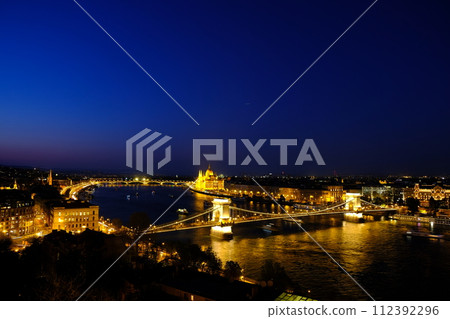 Budapest Danube river night view 112392296