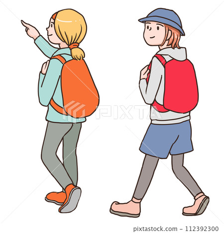 Hiking with a backpack 112392300