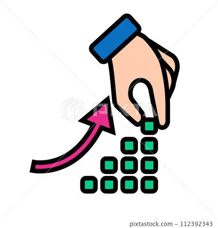 積累。累積並成長。向量。 112392343