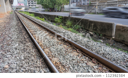 railway tracks in the park railway tracks in the park 112392384
