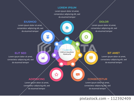 Circle Infographic Template - Seven Elements Circle Infographic Template - Seven Elements 112392409