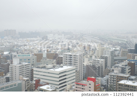 雪天：從東京都北區 Kitatopia 眺望的景色 112392441