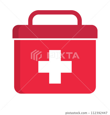Red first aid kit icon. vector. Red first aid kit icon. vector. 112392447