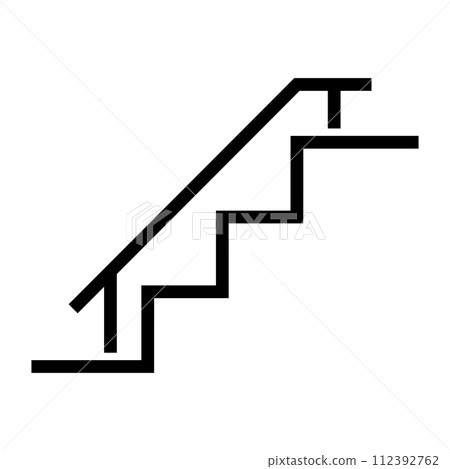 Simple staircase icon with handrail Simple staircase icon with handrail 112392762