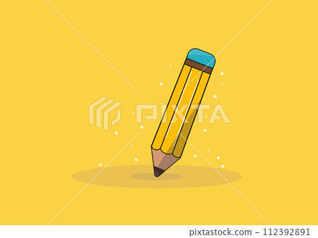 Cartoon vector illustration of a yellow pencil. classic shape and vibrant color of a pencil, perfect for educational materials, creative designs, and children's illustrations Cartoon vector illustration of a yellow pencil. classic shape and vibrant color of a pencil, perfect for educational materials, creative designs, and children's illustrations 112392891