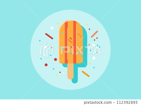 Illustration of a vibrant array of Popsicle sticks, each adorned with colorful sprinkles. Backdrop of cool, icy swirls. Perfect for cartoon artwork, vector illustrations, and summertime designs Illustration of a vibrant array of Popsicle sticks, each adorned with colorful sprinkles. Backdrop of cool, icy swirls. Perfect for cartoon artwork, vector illustrations, and summertime designs 112392893