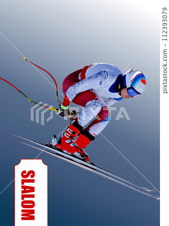 Slalom skier. 3d color vector illustration 112393079