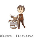 Senior man walking with a robot chair [Living with a robot, wheelchair, relaxing, walking, going out] Illustration 112393392