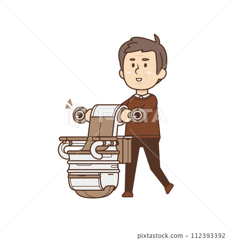 Senior man walking with a robot chair [Living with a robot, wheelchair, relaxing, walking, going out] Illustration 112393392