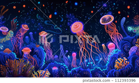 深海底部的水母 深海底部的水母 112393396