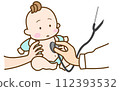 baby being examined with a stethoscope 112393532