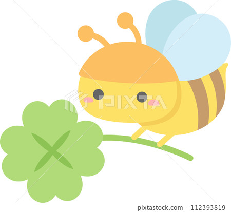 可愛的蜜蜂和三葉草插圖 可愛的蜜蜂和三葉草插圖 112393819