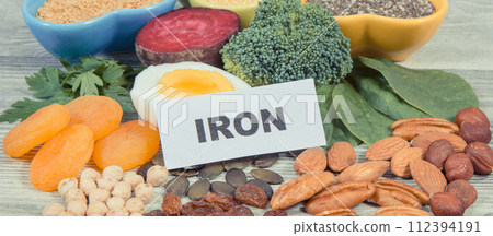 Healthy various ingredients as source natural iron, minerals and vitamins. Best food during anemia 112394191
