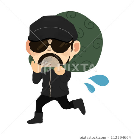 Illustration of a full-body black man who commits burglary/thief [full body] 112394664