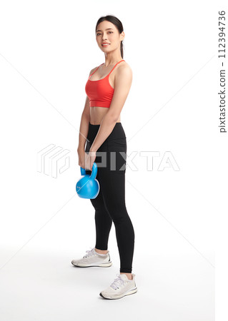 Beautiful young asian sport woman with sportswear ready for exercise on white background, Advertising sportswear and yoga wear, Healthy lifestyle, sport. 112394736