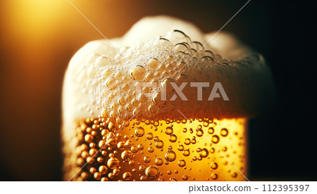 金色氣泡生啤酒泡沫 金色氣泡生啤酒泡沫 112395397