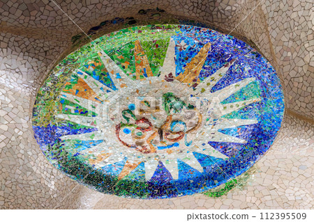 Ceiling of Hypostyle Room in Park Guell, Barcelona, Spain Ceiling of Hypostyle Room in Park Guell, Barcelona, Spain 112395509