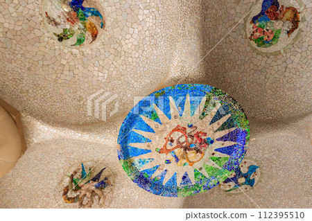 Ceiling of Hypostyle Room in Park Guell, Barcelona, Spain 112395510