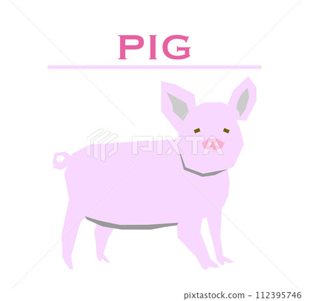 Illustration of a polygon-shaped cute pink pig 112395746