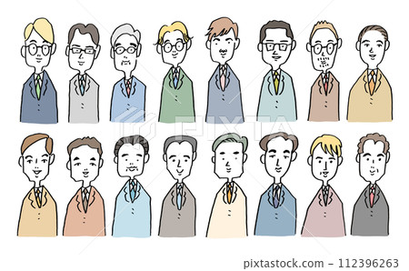 Hand-drawn illustration set of men in stylish suits 112396263