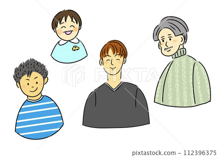 Men, boys, young and old icons 112396375