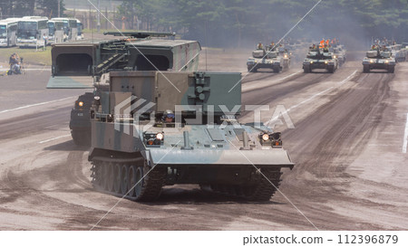 Ground Self-Defense Force Type 92 Minefield Disposal Vehicle on parade 112396879