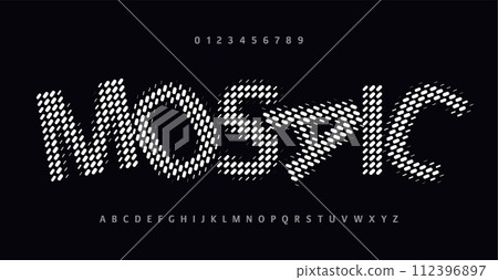 Unusual abstract grid alphabet, experimental grid line font for creative logos, contemporary headlines with a stunning, offbeat vibe. Unique abstract typographic design. Vector typeset. 112396897