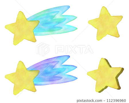 Illustration set of shooting stars and stars in watercolor style Illustration set of shooting stars and stars in watercolor style 112396960