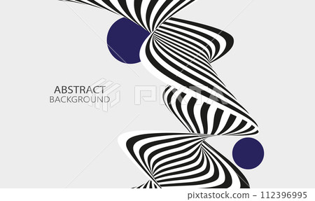 Design elements. Striped black and white ribbon vertically twisted on a white background. 112396995