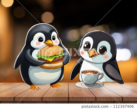 企鵝親子吃飯場景! 企鵝親子吃飯場景! 112397406