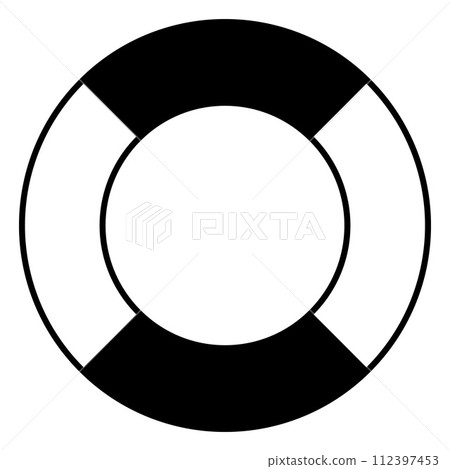 Lifebuoy illustration, black and white vector symbol shape of life belt ring buoy 112397453