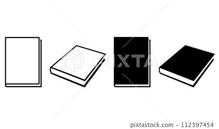 book - set of black and white simple symbol of closed books, vector illustration isolated on white 112397454
