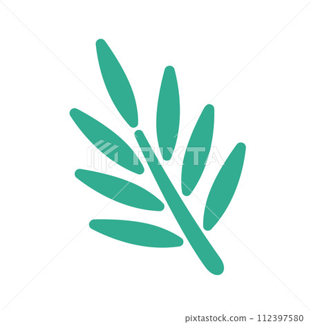 棕櫚葉的插圖。時尚簡約可愛的圖示素材。 112397580