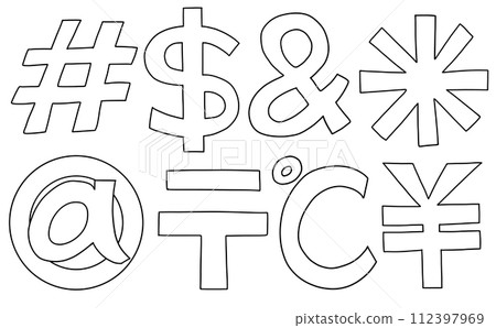 Loose simple mark set 2 line drawing Loose simple mark set 2 line drawing 112397969