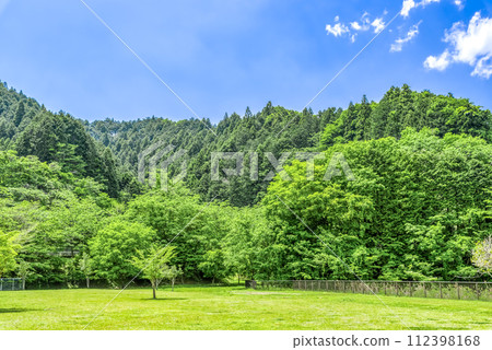 Lake Miyagase garden in spring Lake Miyagase garden in spring 112398168
