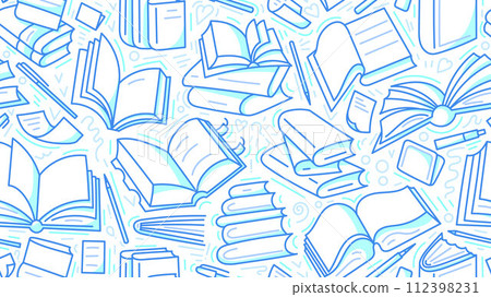 Books, seamless print. Line sketch illustration Books, seamless print. Line sketch illustration 112398231