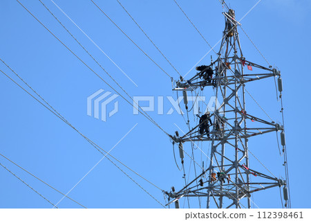 輸電塔 輸電塔的維修工作 輸電塔 輸電塔的維修工作 112398461