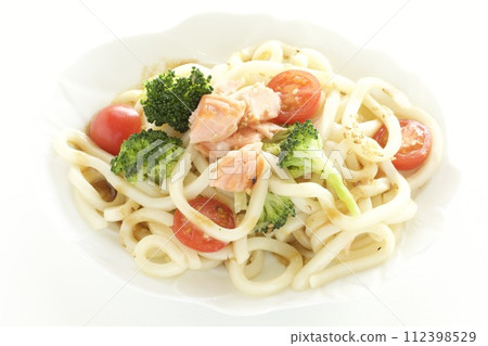 Salmon and broccoli salad udon Salmon and broccoli salad udon 112398529