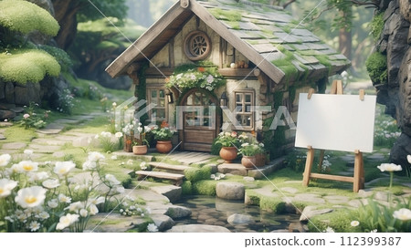 Dwarf house with signboard 002 112399387