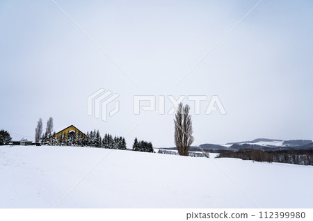 Snowy scenery of the hills of Biei, Hokkaido Snowy scenery of the hills of Biei, Hokkaido 112399980