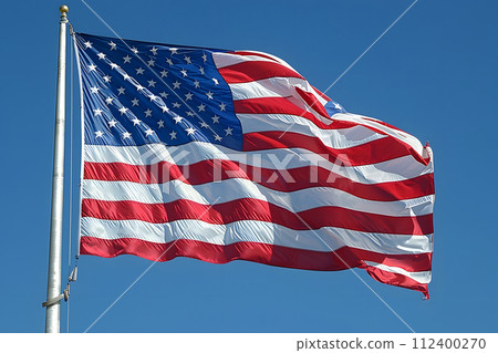 Majestic American Flag Flying in the Wind Generative AI 112400270